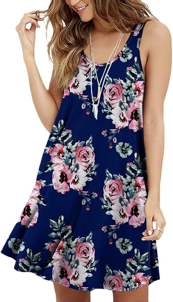 VIISHOW Women's Summer Sleeveless Casual Swing Simple T-Shirt Loose Dresses Beach Dress Cover Ups