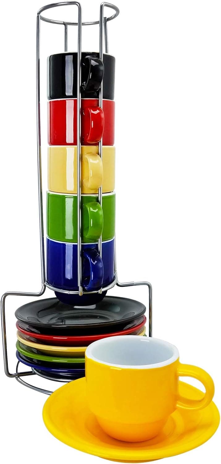 Sensations 13 Piece Espresso set with Metal Rack in Espresso by Gibson Overseas