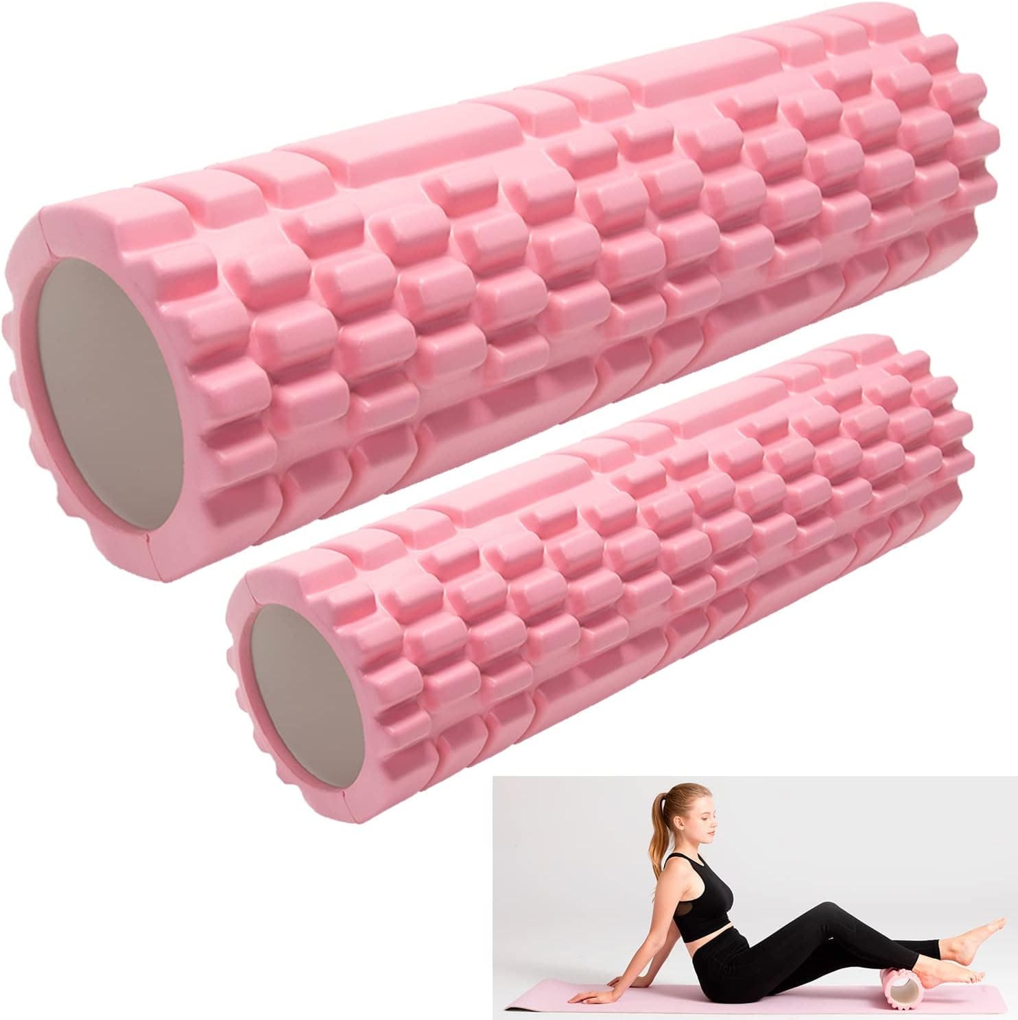 Vaupan Foam Roller Deep Tissue Massage and Muscle Recovery, Myofascial Trigger Point Release, 2 Pack High-Density Foam Roller for Exercise, Physical Therapy (Pink)