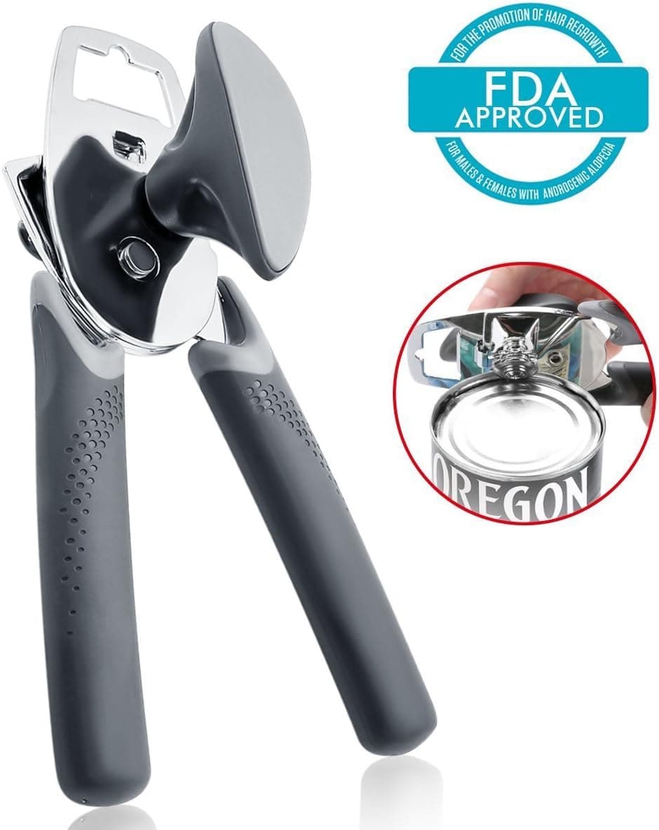 Can Opener Manual Smooth Edge 3-in-1 Heavy Duty Can Opener With Ergonomic Non-slip Rubber Handle Easy Turn Ultra Sharp Safe