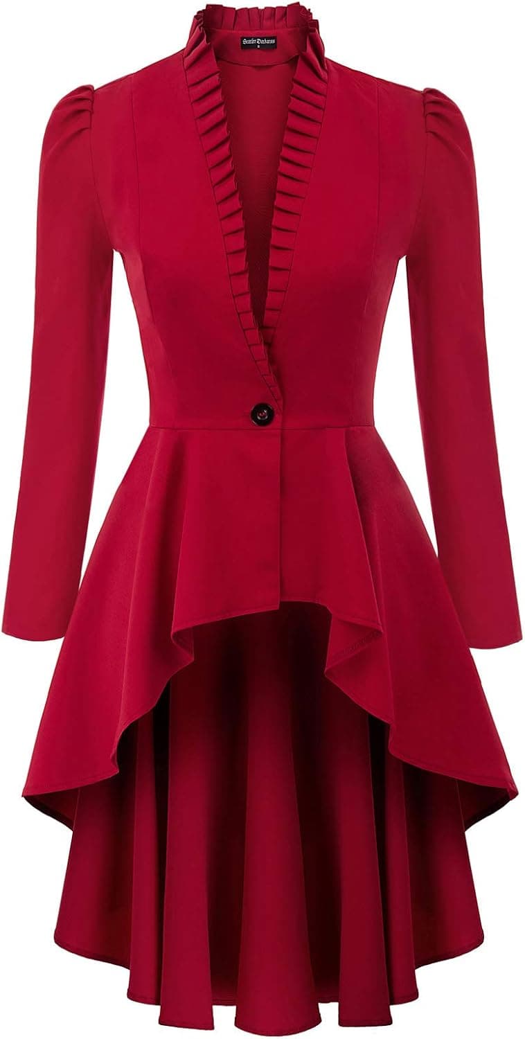 Scarlet Darkness Womens Gothic Steampunk Jacket Long Victorian Waistcoat Jacket Top