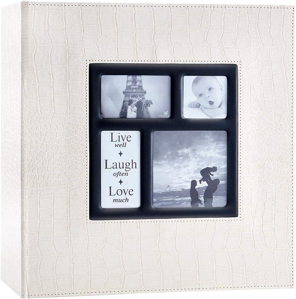 Ywlake Photo Album 4x6 1000 Pockets Photos Croco, Extra Large Capacity Family Wedding Picture Albums Holds 1000 Horizontal and Vertical Photos Beige