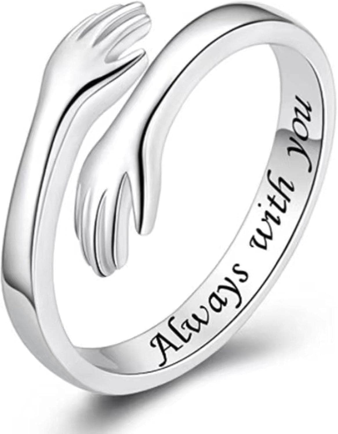 CEGANA,925 Sterling Silver Hug Rings for Women,Always With You,Hug Ring Adjustable Band Jewelry,Gift for Teen Girls Couples Hugging Hand Rings,birthday and anniversary.