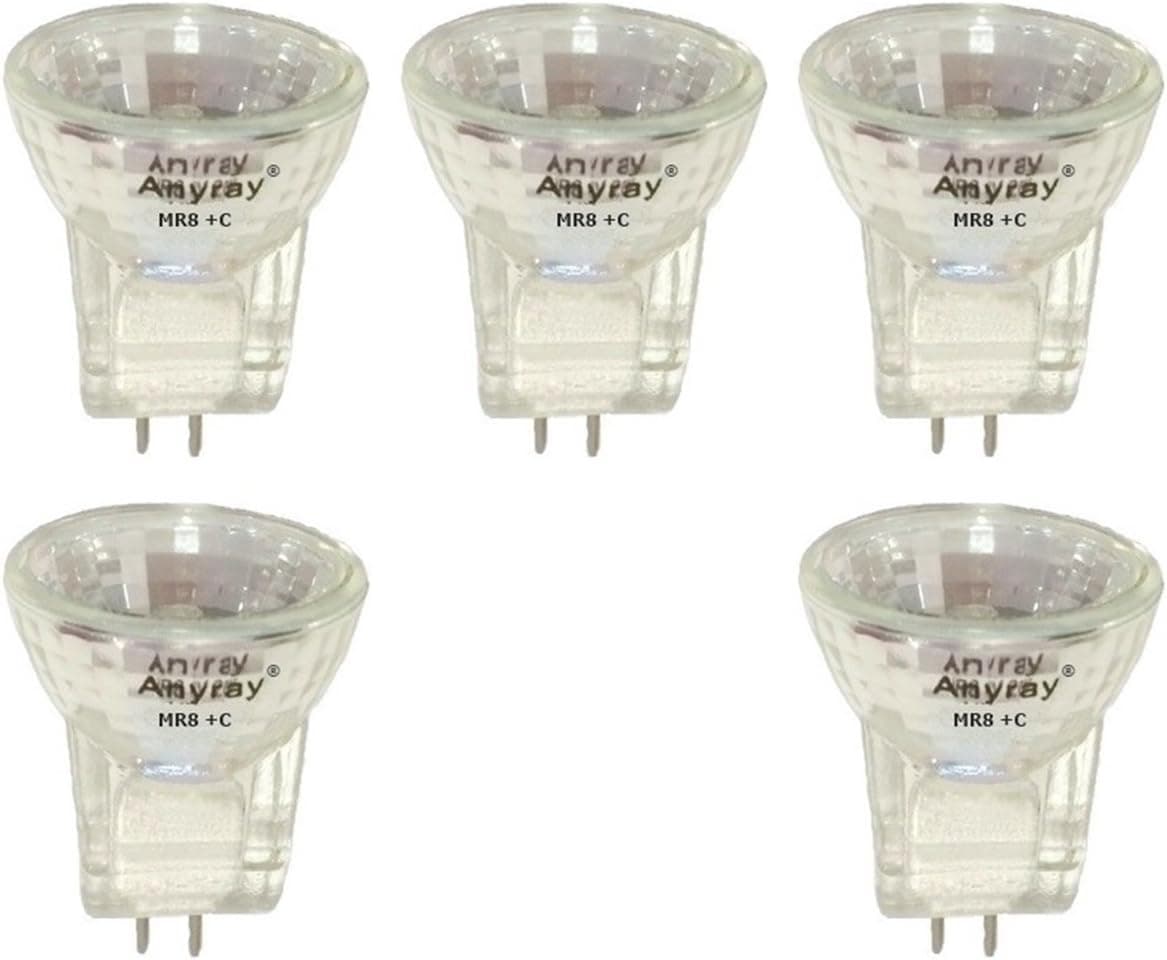 Anyray A2011Y (5-Pack) MR8 5-Watts Fiber Optic 6V 5W Reflector Light Bulb 6-Volts