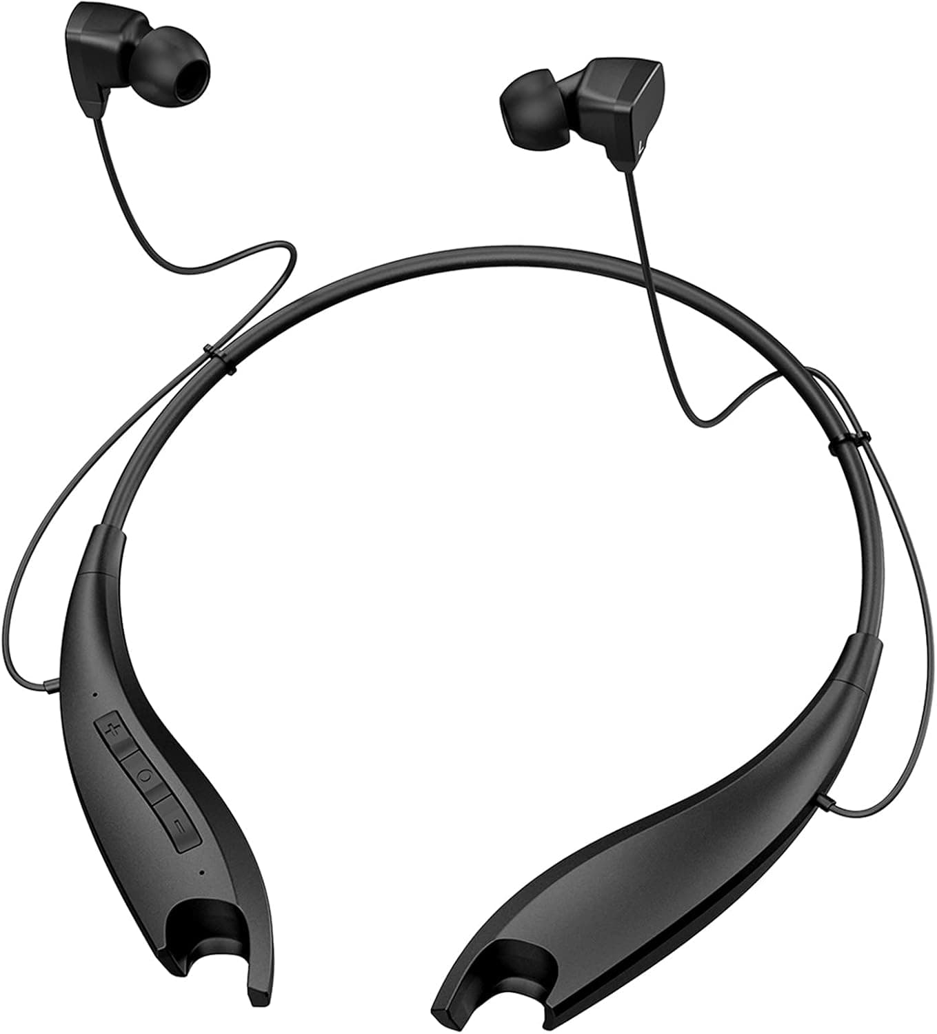 Neckband Headphones 22H Playtime, Jaws Bluetooth Headset, Wireless Earbuds w/Noise Cancelling Mic, Call Vibrate, for Online Teaching Class, Conferences, Calls, Work from Home, Commute, Travel, Black