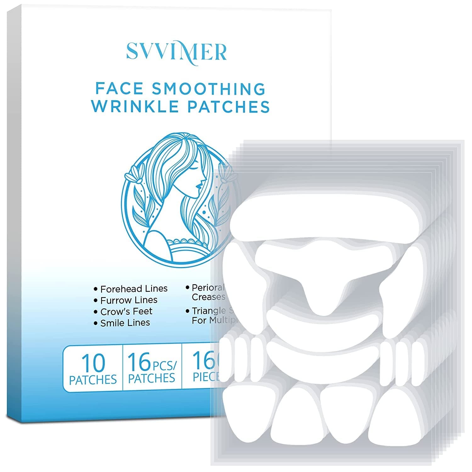Svvimer Face and Forehead Wrinkle Patches - Wrinkle Patches for Face Overnight, Face Lift Tape Invisible Patches - Anti Wrinkle Patches to Reduce Fine Wrinkles, Frown and Smile Lines (160 Pcs)