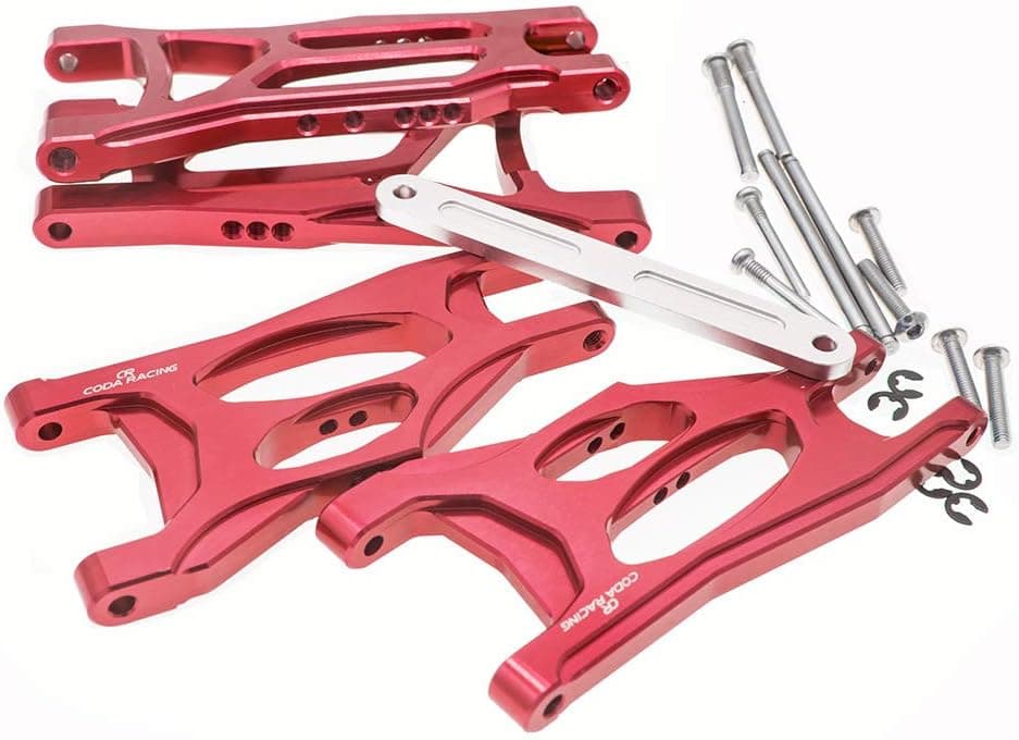 CODA RACING 4Pcs Alloy Front&Rear Suspension Arms w/Tie Bar for Traxxas 1/10 Slash 2WD RC Car Upgrade Parts-Replaces Part 3631 2555 2532
