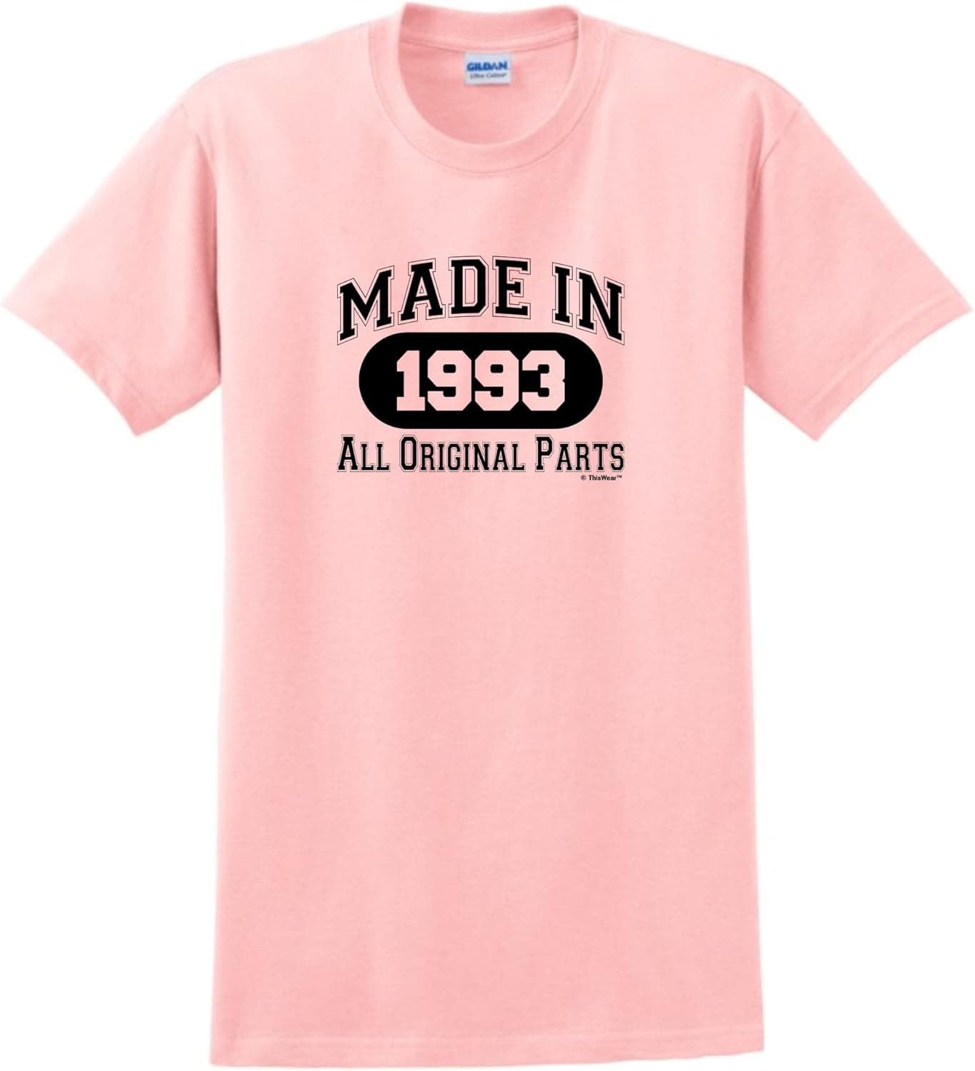 30th Birthday Shirt Made in 1993 All Original Parts Short Sleeve Unisex or Ladies Cut T-Shirt