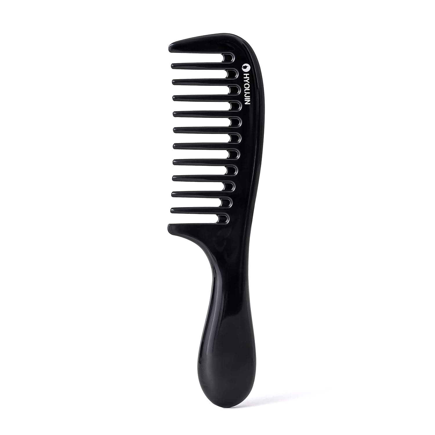 HYOUJIN Wide Tooth Comb Curly Hair Detangling Hair Brush Small Portable Paddle Hair Comb Care Handgrip Comb For All Hair Styling (Black)