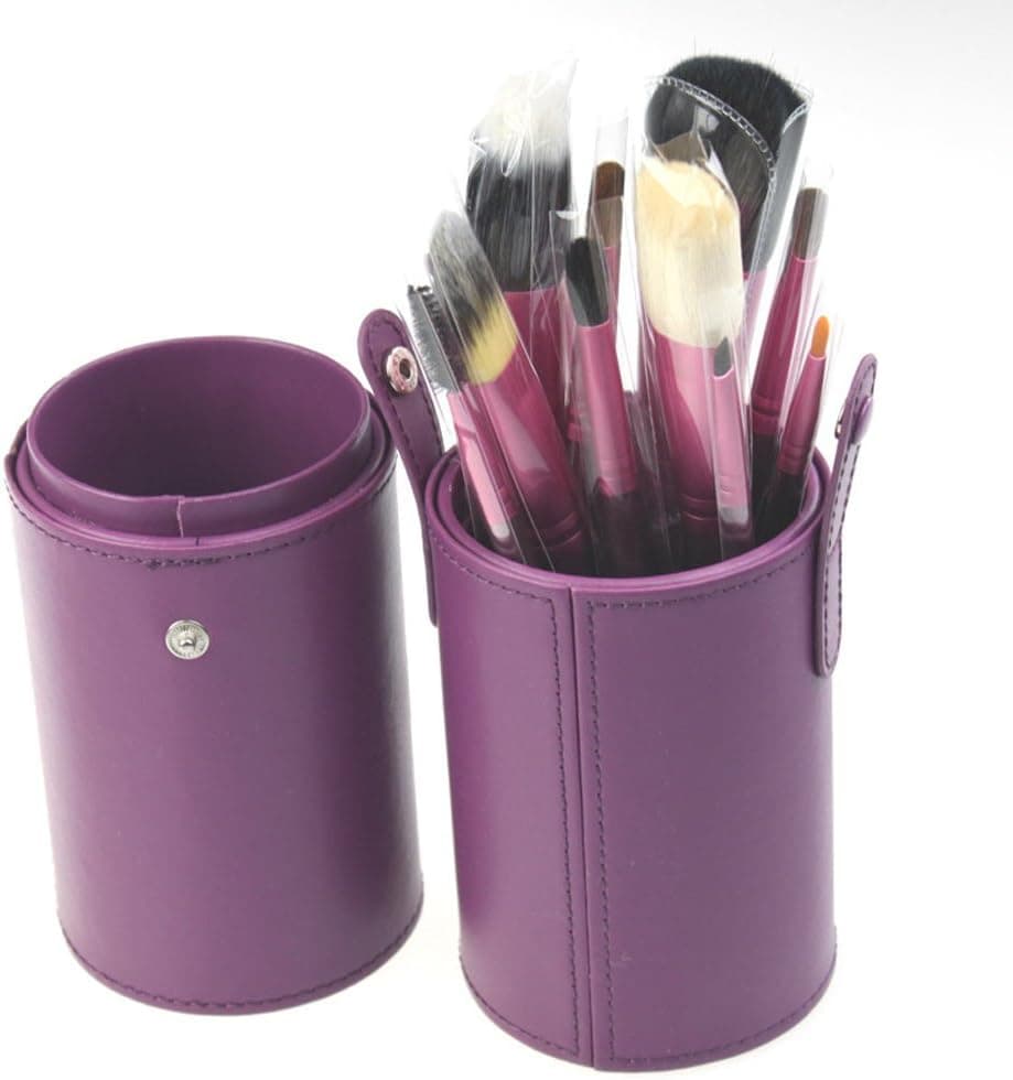 13 Pieces Makeup Brushes Kits Leather Box Package Great Tools for Cosmetic Makeup Face Foundation Brush Sets (Purple)