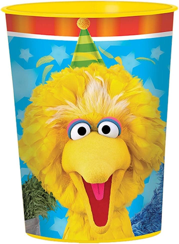 amscan 421672 Sesame Street Yellow Plastic Cup, Blue, One Size
