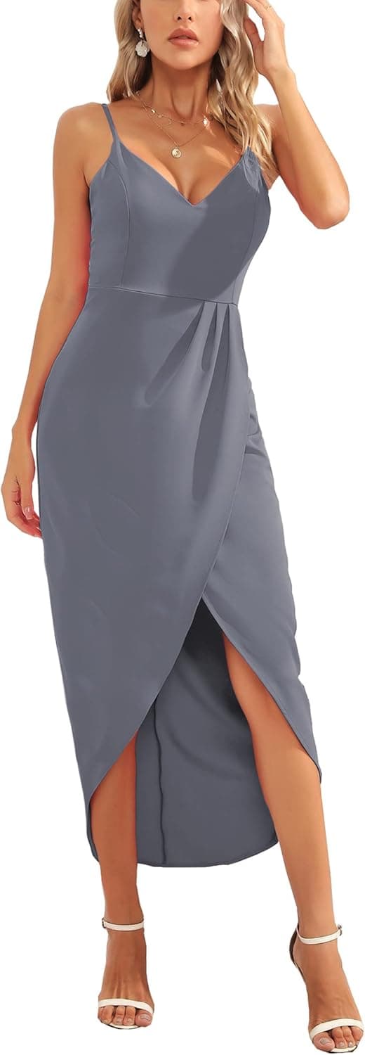 CMZ2005 Women's Sexy V Neck Backless Maxi Dress Sleeveless Spaghetti Straps Cocktail Party Dresses 71729