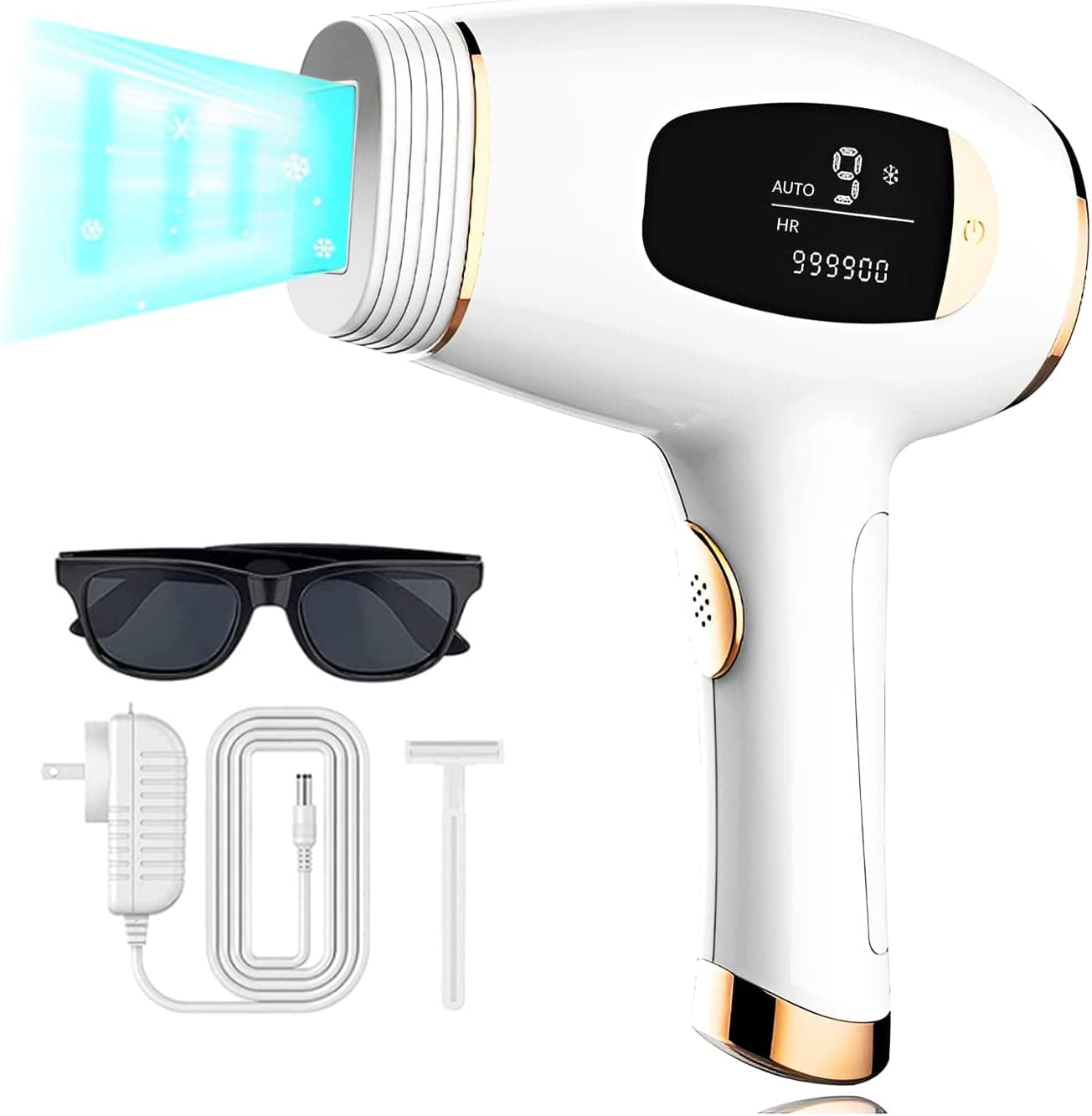 At-Home IPL Hair Removal for Women and Men, Permanent Laser Hair Removal 999900 Flashes for Facial Legs Arms Whole Body Treatment