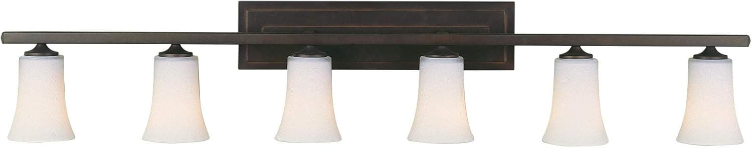 Feiss VS8706-ORB Boulevard Glass Wall Vanity Bath Lighting, Bronze, 6-Light (48"W x 9"H) 600watts