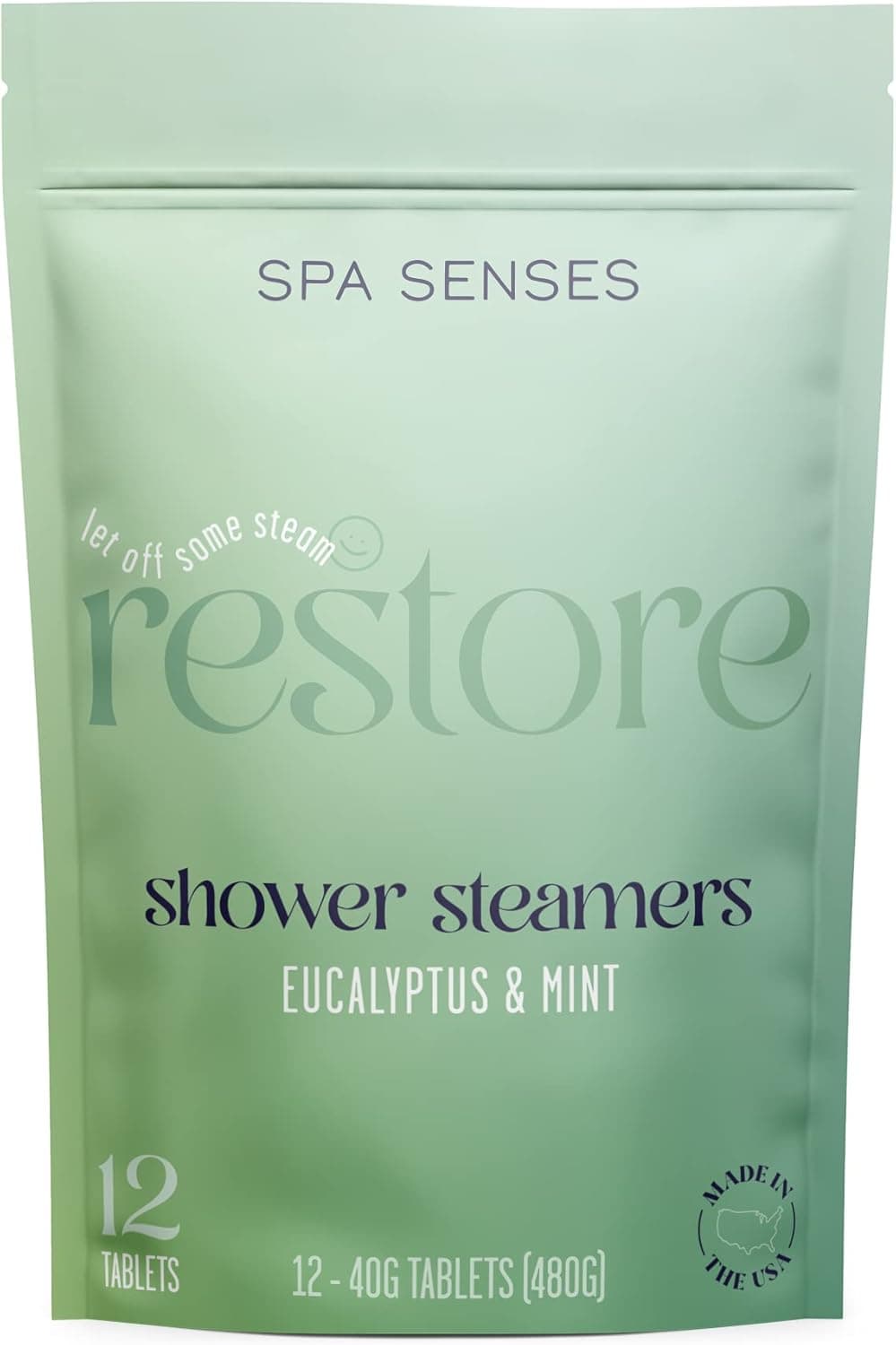 Spa Senses Shower Steamers 12 Pack - Eucalyptus Mint Essential Oil - USA Made - Aromatherapy Gift for Birthday, Gift for Women and Men, Stress Relief, Relaxation, Shower Bath Bombs, Mothers Day