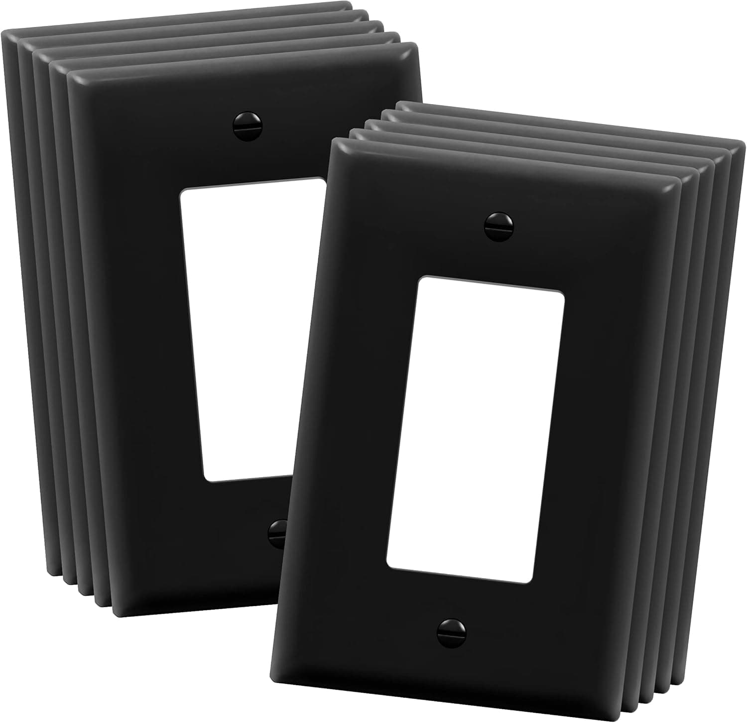 ENERLITES Decorator Light Switch or Receptacle Outlet Wall Plate, Gloss Finish, Mid-Size 1-Gang 4.88" x 3.11", Unbreakable Polycarbonate Thermoplastic, UL Listed, 8831M-BK-10PCS, Black, 10 pack
