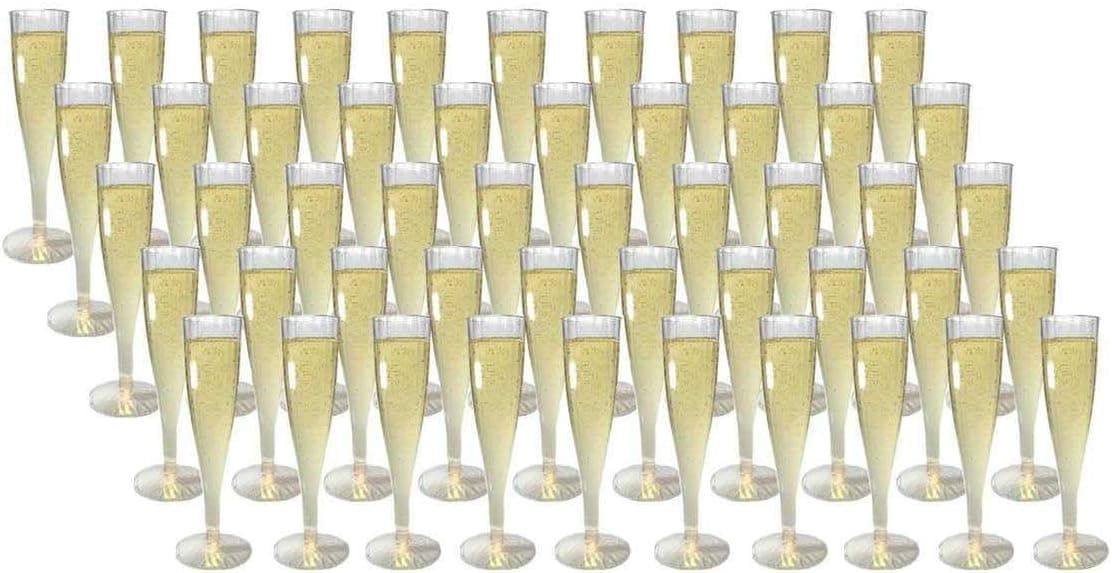 Platers 50 set Plastic Champagne Glasses Flutes for Martini Margarita Wine Disposable for Parties