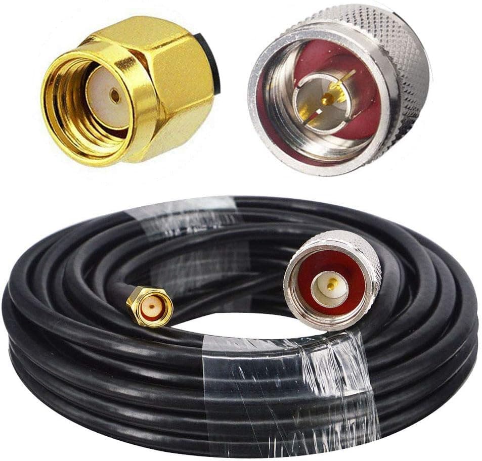WiFi Antenna Extension Cable N Male to RP-SMA Male Low Loss Coax Pigtail Cable RG58 5M/16.4Ft for 3G/4G LTE Ham WiFi Repeater LoRa Antenna/Bobcat Miner/Helium HNT Hotspot Miner/Lightning Arrester