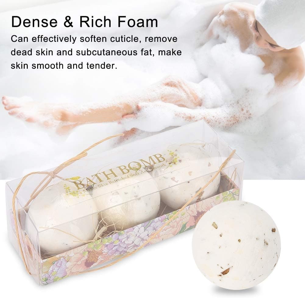 3Pcs Essential Oil Bath Salt Set Shower Bubble Bomb Ball Dried Flower Moisturizing Aromatherapy Bath Ball Set Gift for Kids Women Girl