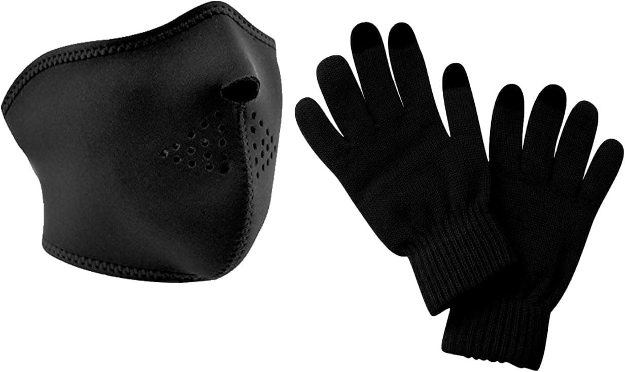 Peach Couture Cold Weather Thermal Face Mask Protector Texting Gloves Winter Set