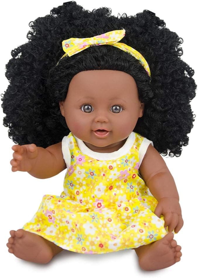 Nice2you Black Girl Dolls 12 inch Baby Doll African American Likelife Reborn Doll for Kids Pefect for Christmas Birthday Gift