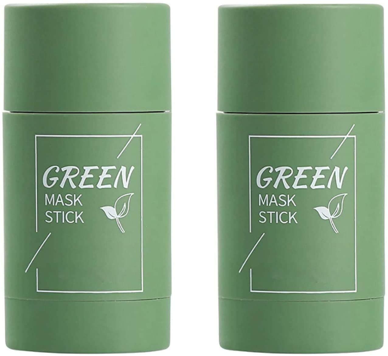 Nenrte 2pcs Green Tea Deep Cleanse Mask Stick, Green Tea Blackhead Remover Stick, Removes Blackheads Green Mask Stick for All Skin Types