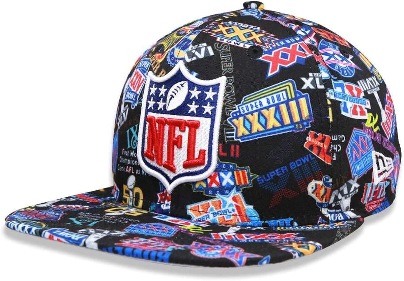 Allover Super Bowl Logos NFL New Era 9FIFTY Snap Back Hat