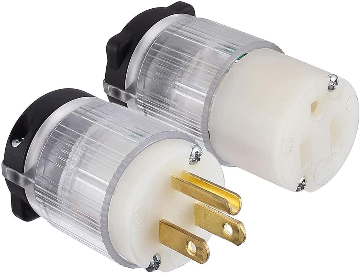 Miady Lighted Extension Cord Ends, 15 Amp 125 Volt NEMA 5-15, 2Pole 3Wire, Electric Plug Replacement, UL listed