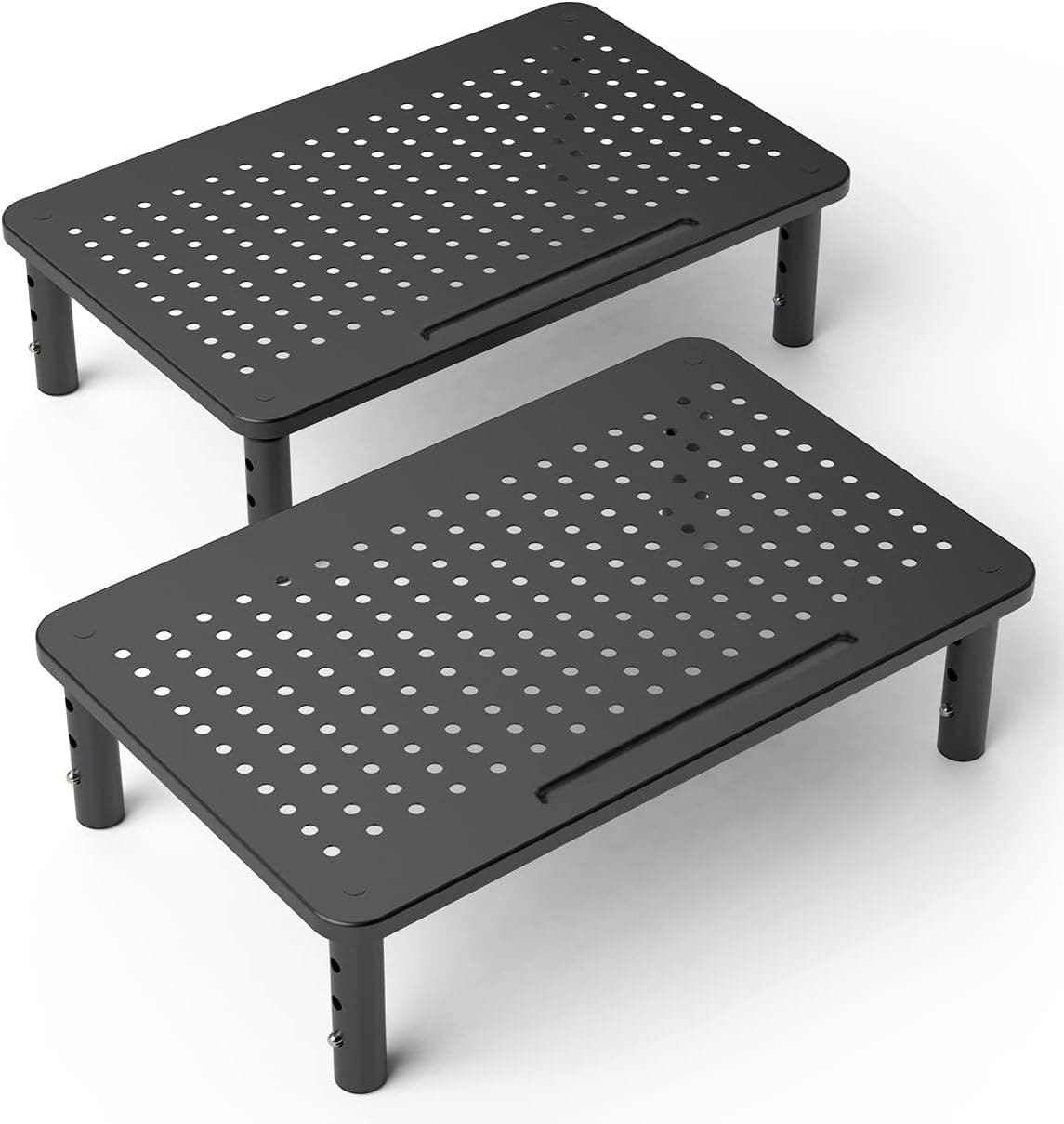 Monitor Stand Riser and Desk Organizer for Laptop, Monitor, PC, Printer – Dual Monitor Setup Multipurpose Stand Riser with 3 Height Adjustments w/ Airflow Vents - Stackable Table-Top Shelf