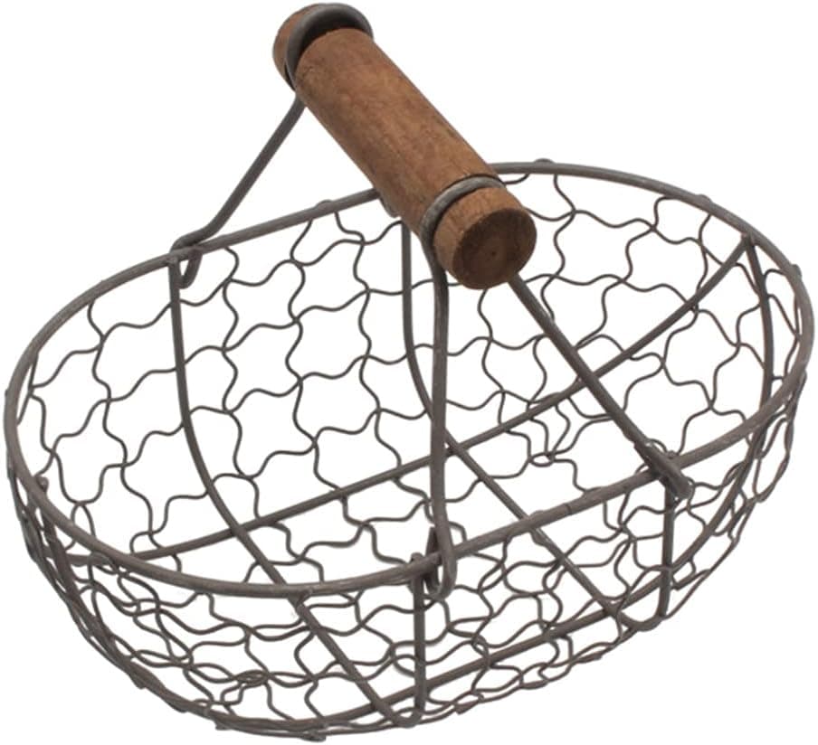NUOBESTY Eggs Wire Storage Basket with Handle Iron Art Eggs Tray Wire Fruit Storage Vegetables Container Eggs Holder for Kitchen Home Living Room