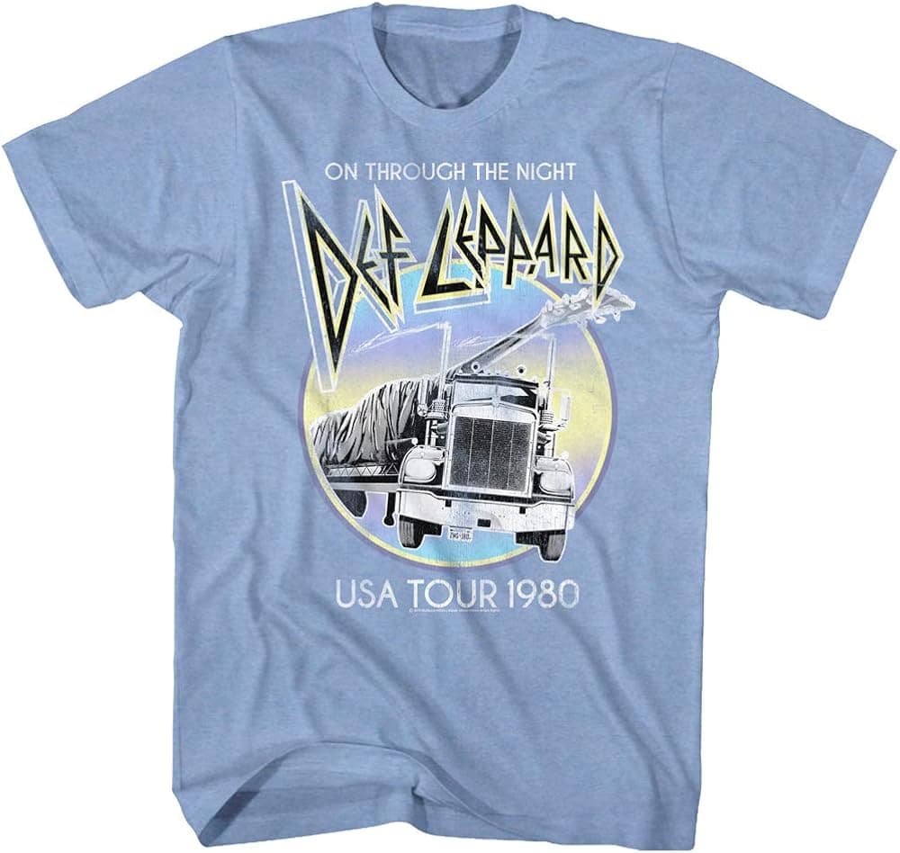 Def Leppard English Rock Band On Through The Night USA Tour 1980 Adult Short Sleeve T-Shirt Graphic Tee