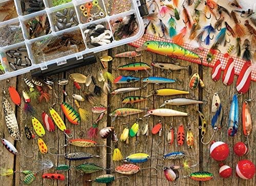 Cobble Hill 1000 Piece Puzzle - Fishing Lures - Sample Poster Included