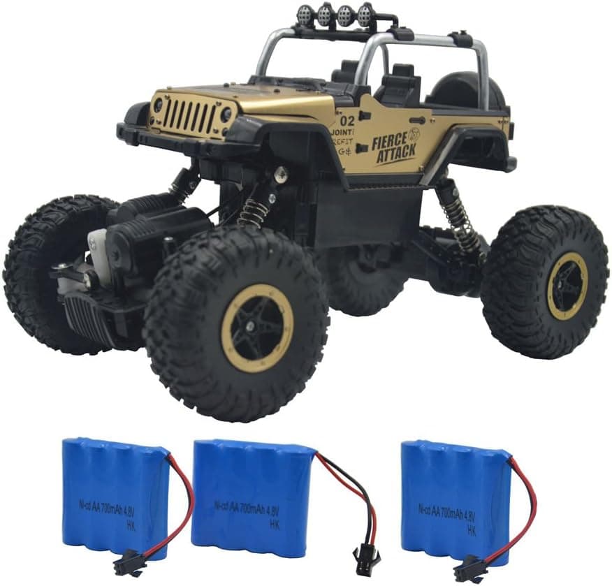 WESIPI Blomiky C182 4WD Gold Alloy Monster RC Truck Toys Off-Road Rock Crawler RC Vehicle Car with LED Light C182 Gold
