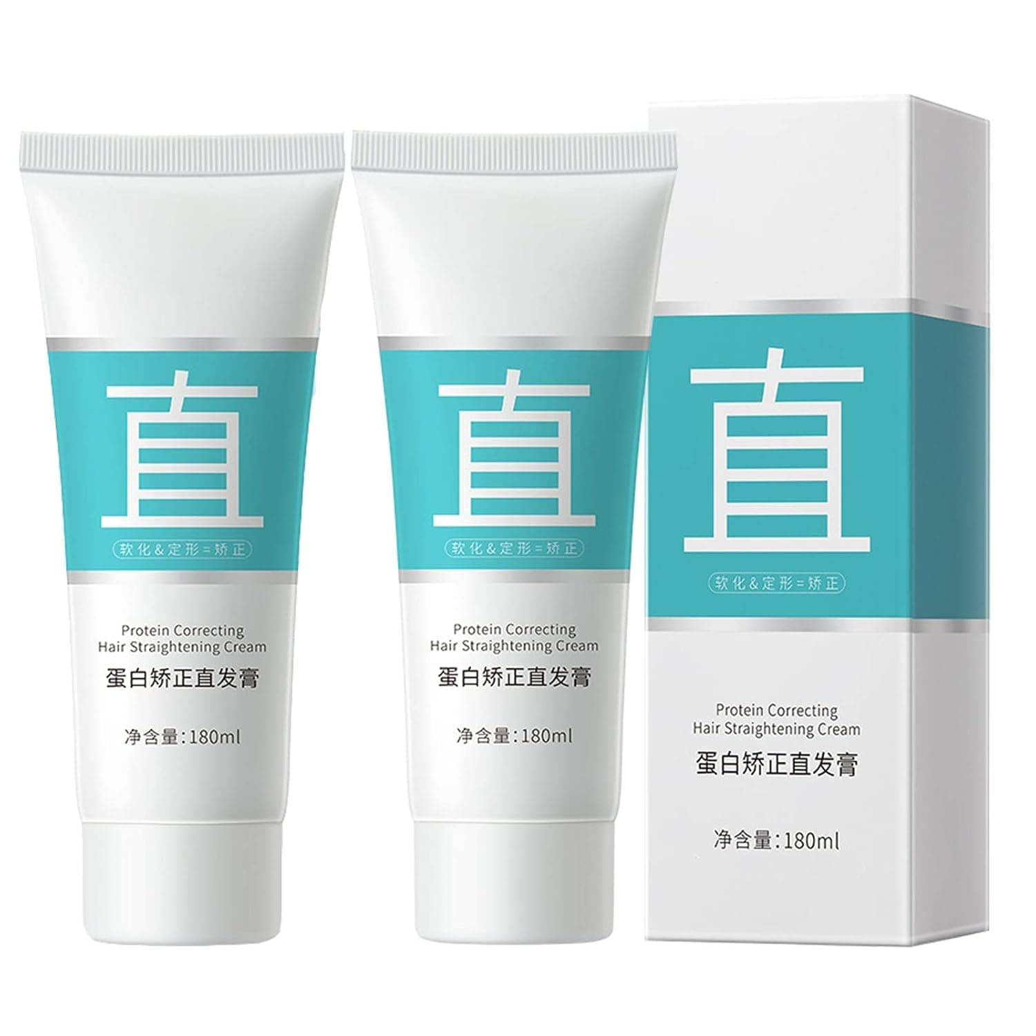 Protein Correcting Hair Straightening Cream, Correcting Hair Straightening Cream, Hair Straightening Treatment Cream for Curly Hair, Nourishing Fast Smoothing Collagen Hair Straightener Cream (2PCS)