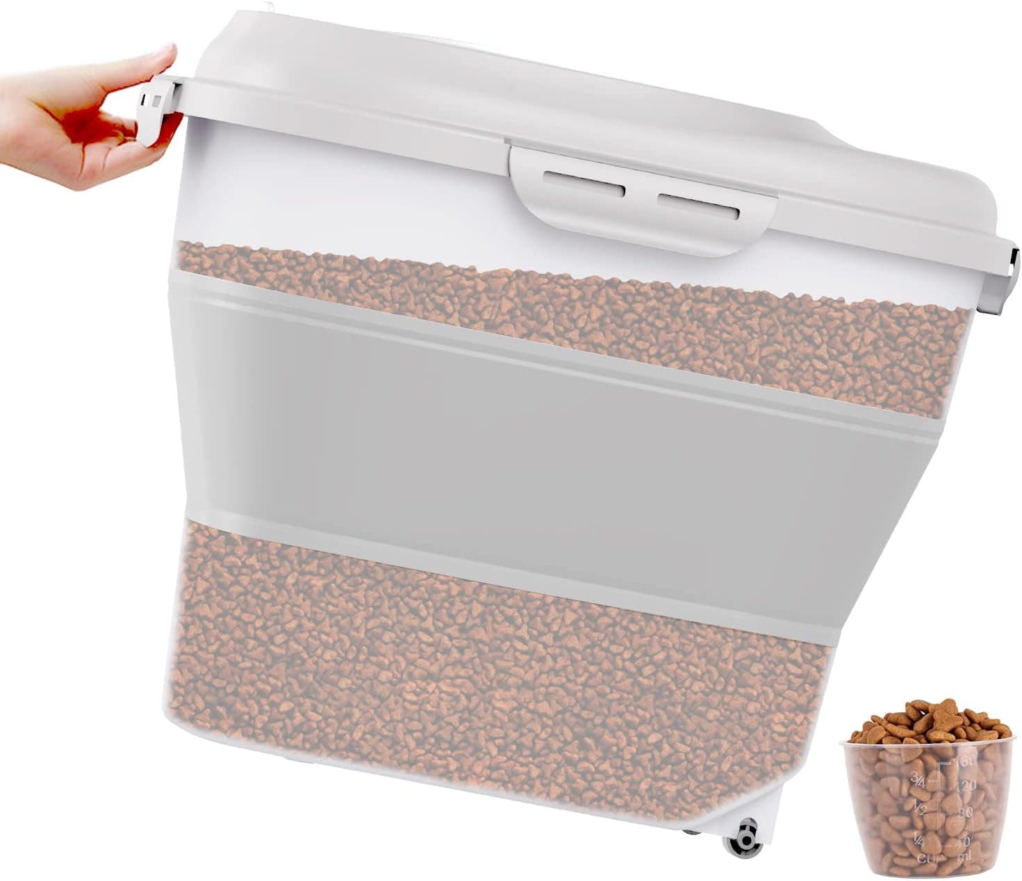 YEAHPY 20-50 LB Collapsible Food Storage Containers, Cereal Rice Seal Food Storage Containers Pet Dog Cat Food Flour Sugar Food Storage Plastic Dry Leakproof with rollers and desiccant card slot