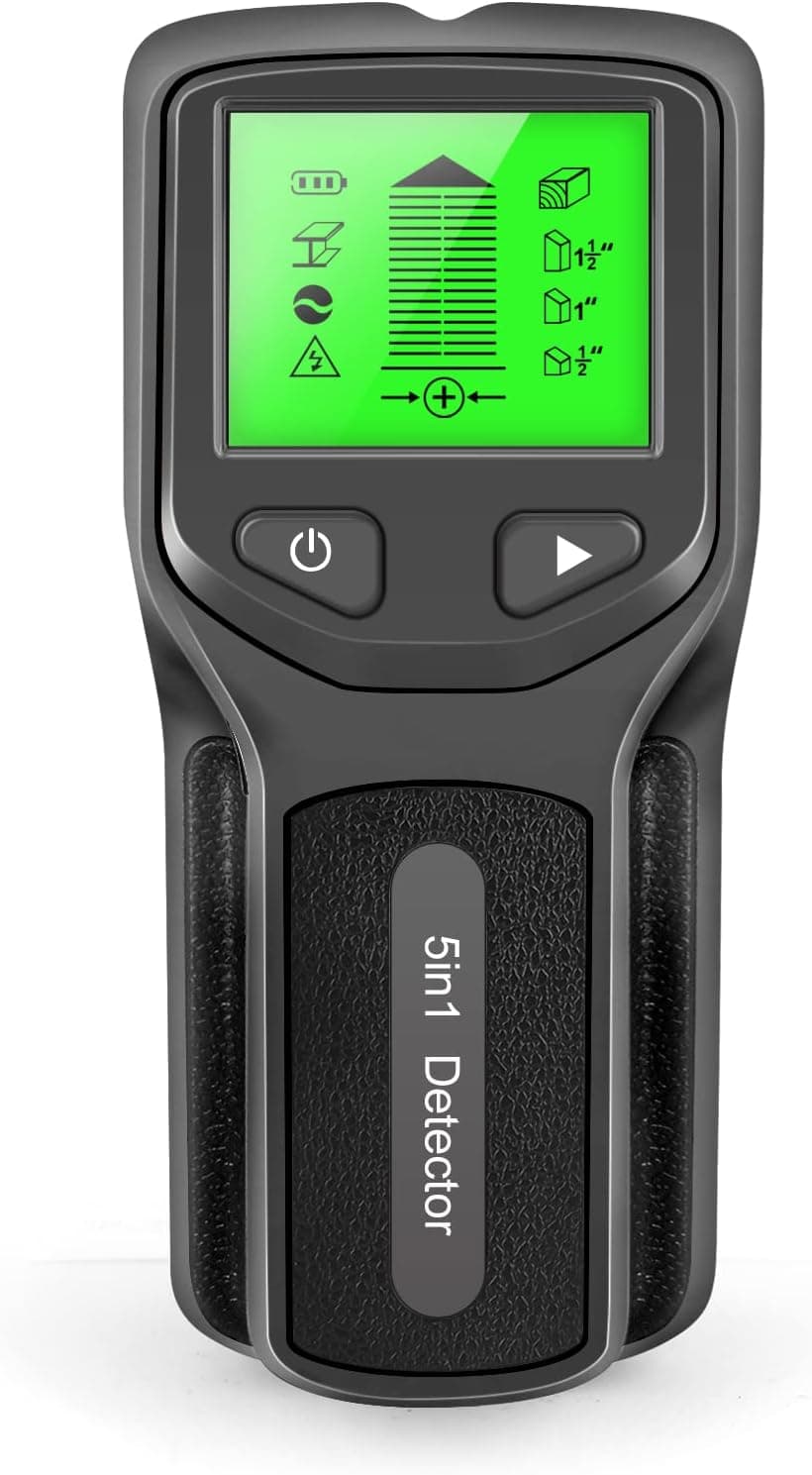 Stud Finder Wall Scanner - Upgrade 5 in 1 Multifunction Wood Detector,Sensor Wall Scanner with HD LCD Display,Beam Finder Center Finding &Sound Warning for Wood AC Wire Metal Studs Detection (Black)