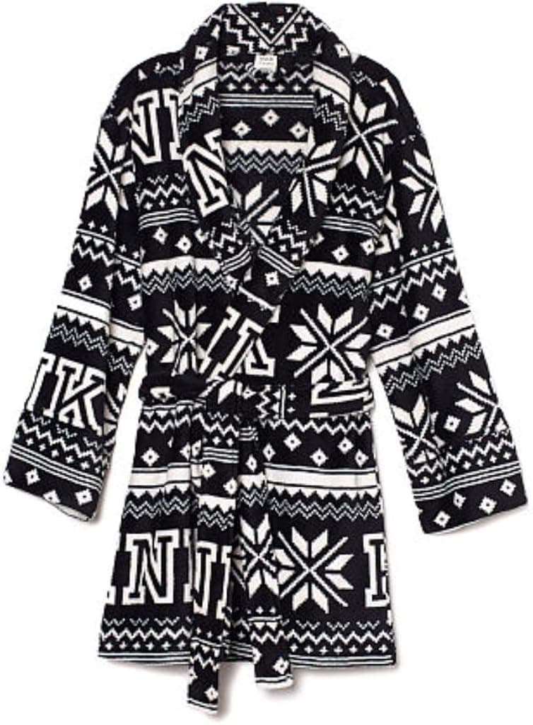 Victoria's Secret PINK Women's Black White Argyle Snowflake
