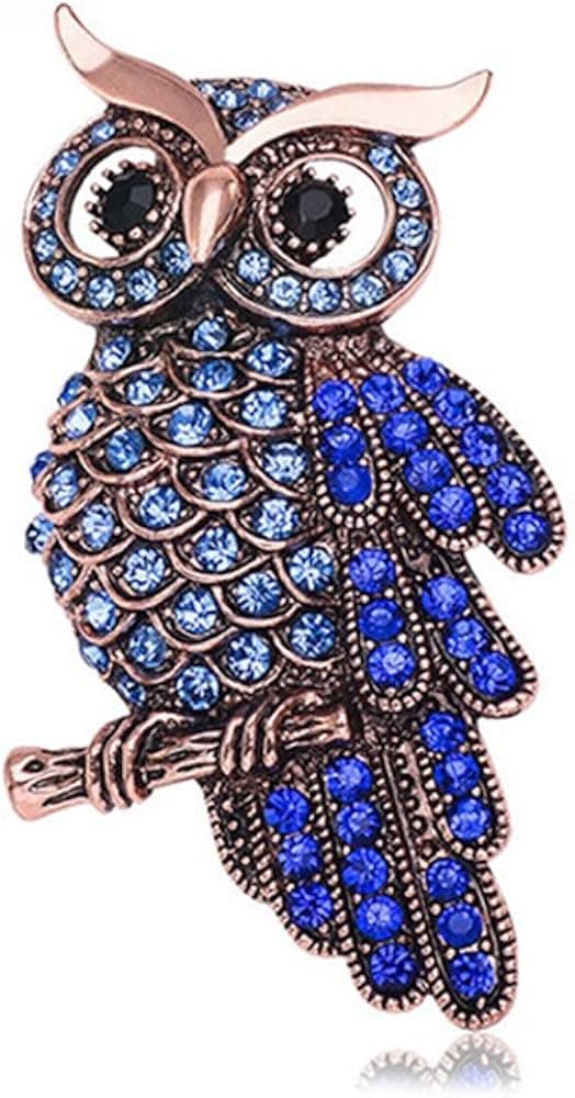 Grtdrm Created Rhinestone Crystal Brooch, Elegant Owl Fashion Pin Gift
