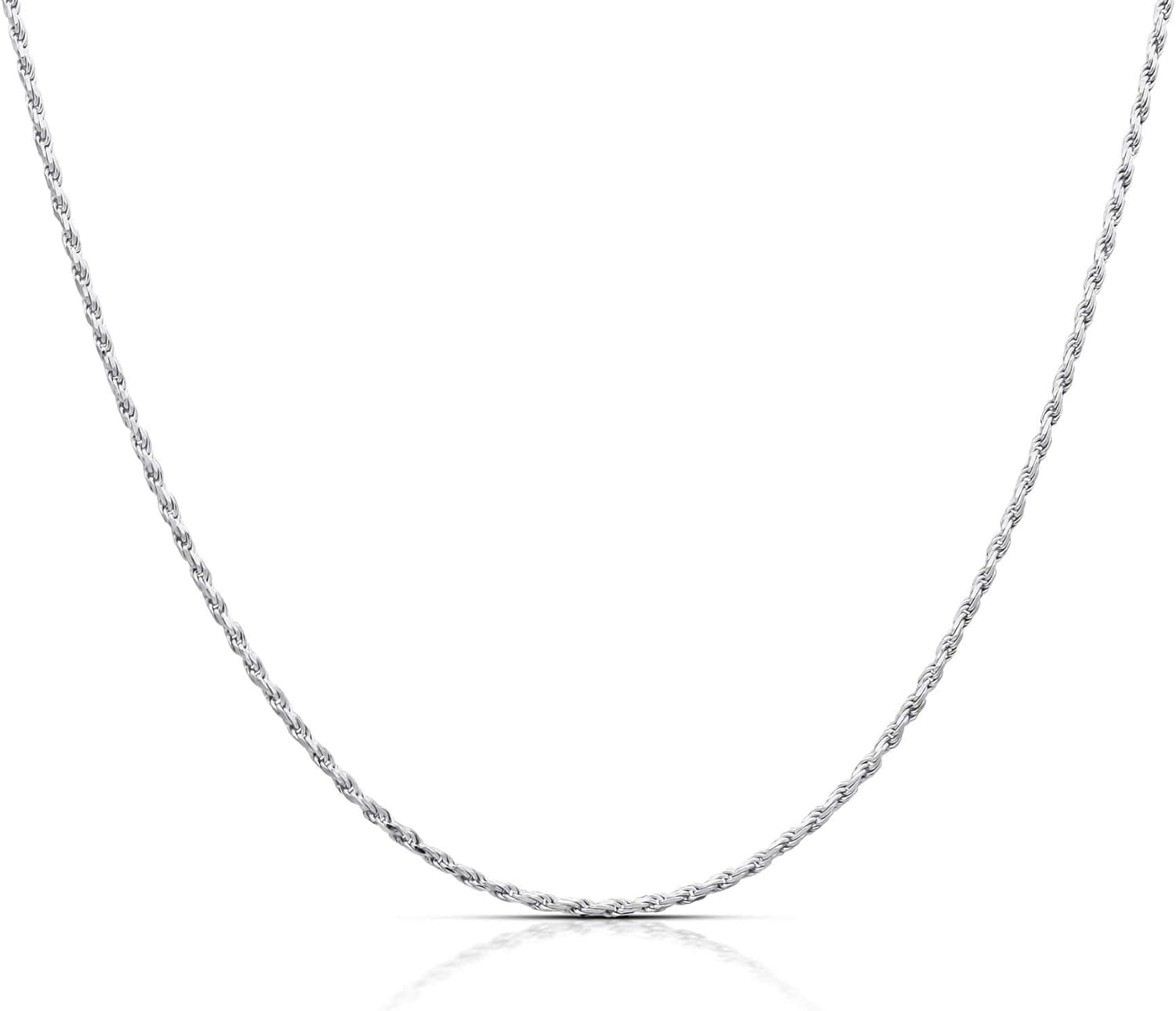KEZEF .925 Sterling Silver Italian 1.4mm Rope Chain Bracelet Mens