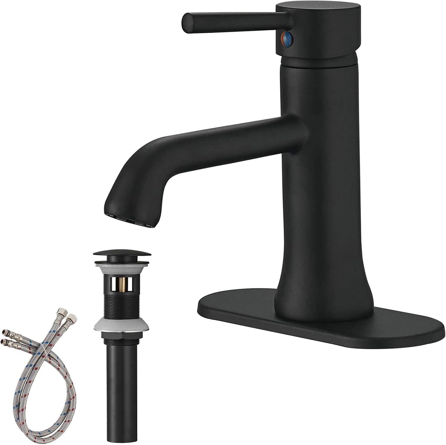 Greenspring Single Hole Bathroom Faucet Black Modern Bathroom Sink Faucet Single Handle Basin Tap with Drain and Cover