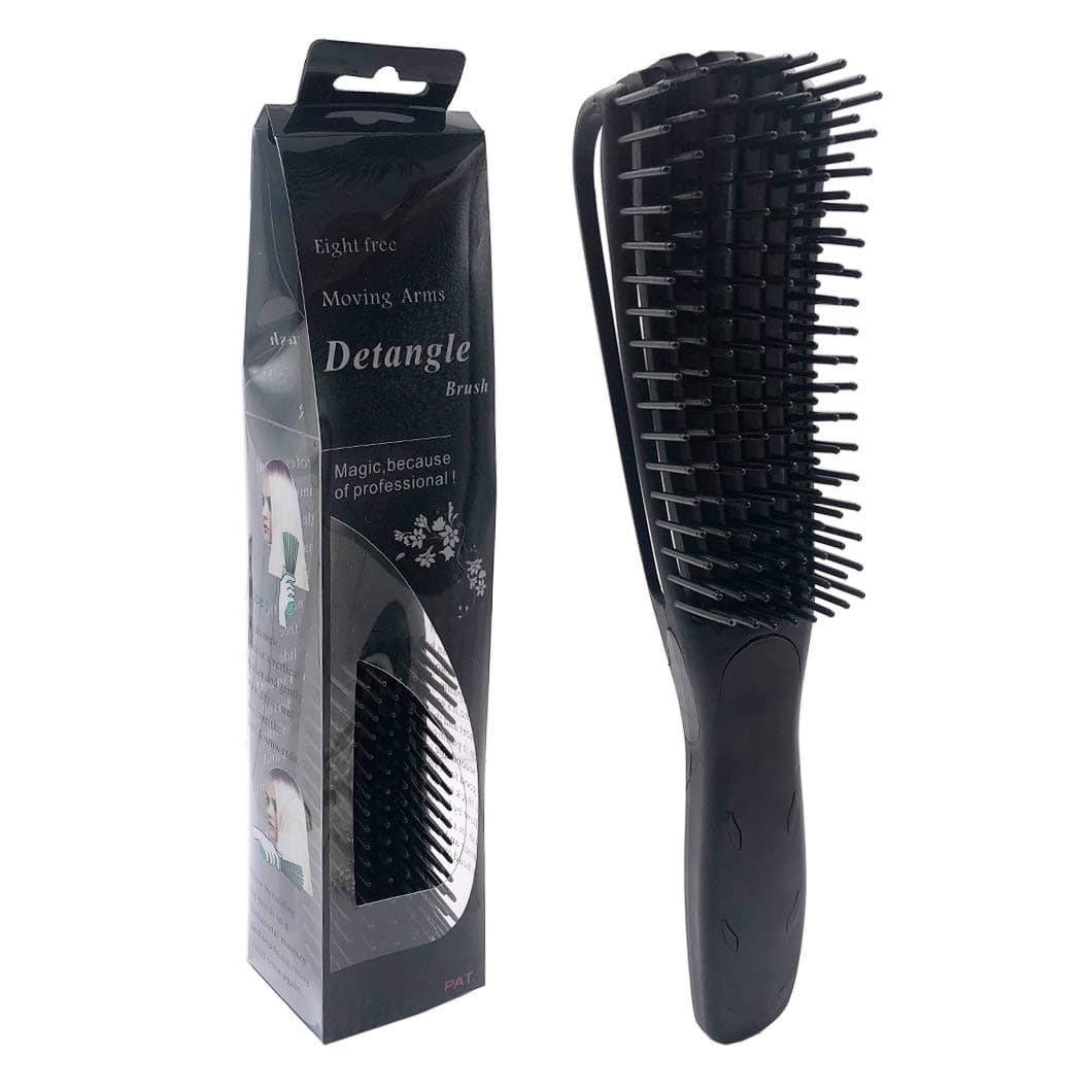 Detangling Flexy Brush for Natural Black Hair Detangler for Afro Textured 3a to 4c Kinky Wavy Eliminate Knots While Exfoliating Your Scalp and Stimulate Blood Circulation (1 Pack,Black)