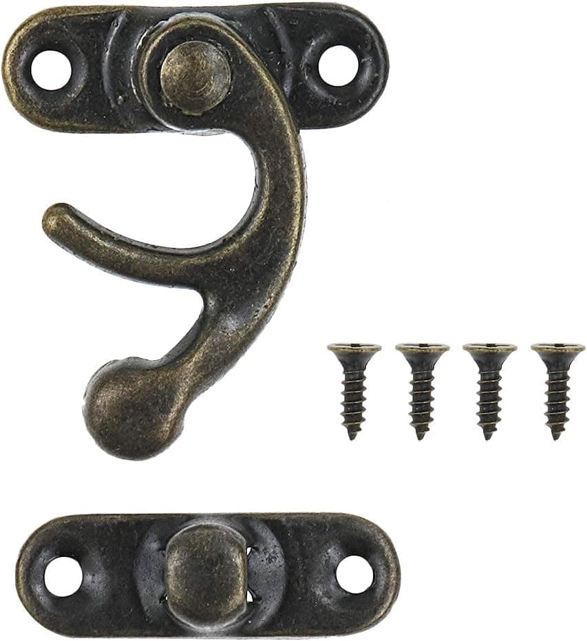 HONJIE Antique Right Latch Hook Hasp Bronze Tone with Screws for Wood Jewelry Box(28mm x 32mm)-10pcs