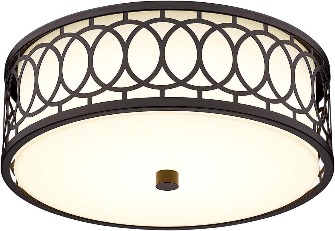 LMS 14 Inch LED Flush Mount Ceiling Light, 18W Dimmable, 1260lm Dark Bronze Round Flush Mount Light Fixture for Kitchens, Closets, Stairwells, Basements, Bedrooms, Warm White Light 3500K, LMS-057