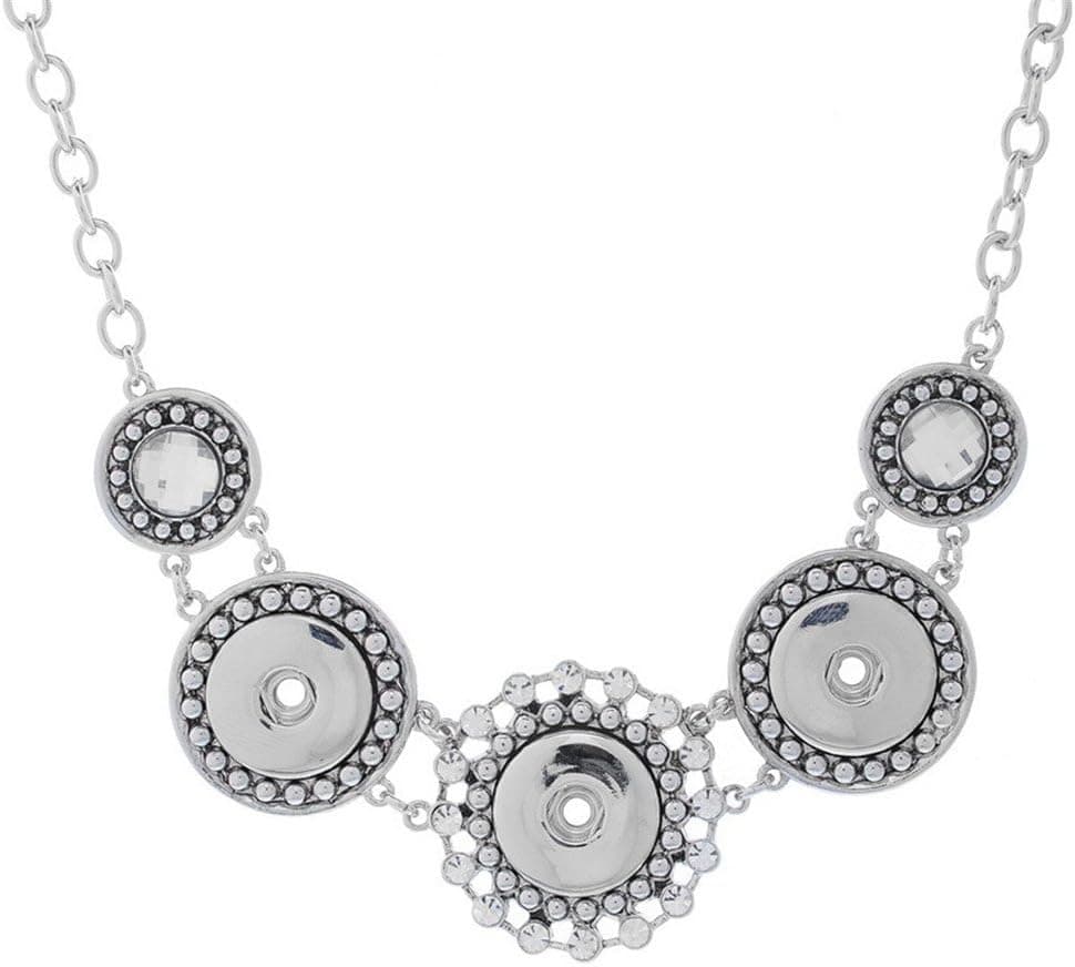 Vintage Interchangeable Snap Buttons Necklace with 5.5mm Bling Crystal Buttos