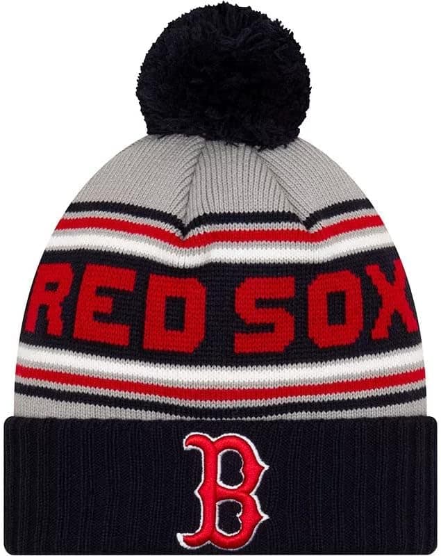 New Era Sport Cuffed Beanie Hat with Pom - MLB Raised Cuff Knit Toque Cap