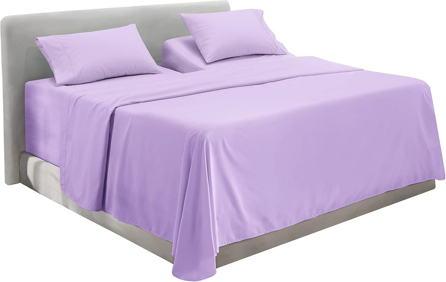 Hearth & Harbor Extra Deep Pocket 5-Piece Bed Sheets Set - Super Deep Fitted Sheet 18-24 inces Depth, Fits High Profile Mattresses with Toppers, Split King, Lavender
