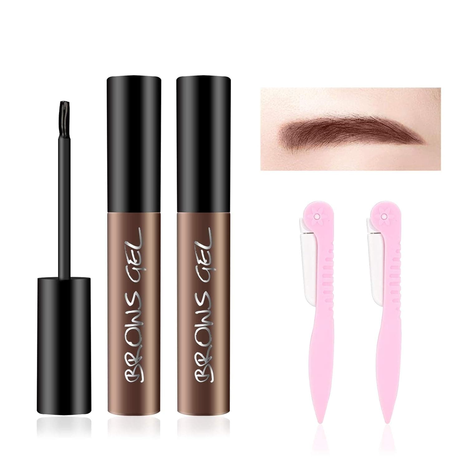 KYDA 2 Pcs Peel Off Tattoo Eyebrow Gel,Natural Eyebrow Gel Long-Lasting Waterproof Eyebrow Tattoo Makeup Tint Eyebrow Gel Cream-Dark Brown