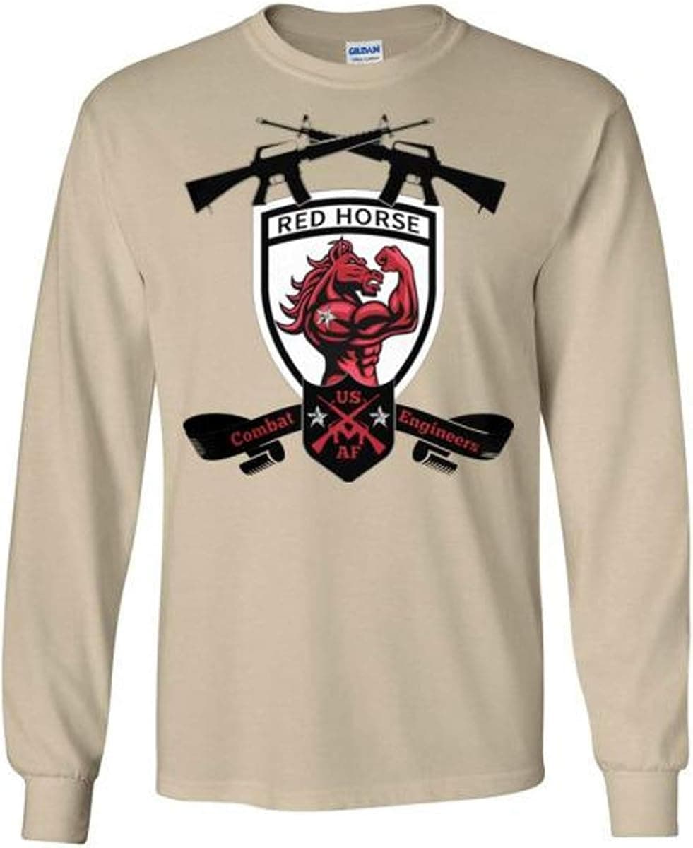 Red Horse Combat USAF Engineer Long Sleeve T-Shirt 30-03 22