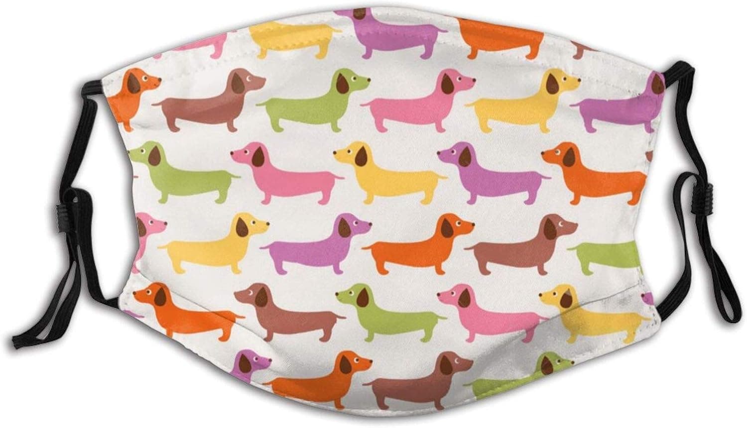 Cartoon Dachshund Dog Face Mask Reusable Adjustable Balaclava Bandana Cloth With 2 Filters For Men And Women