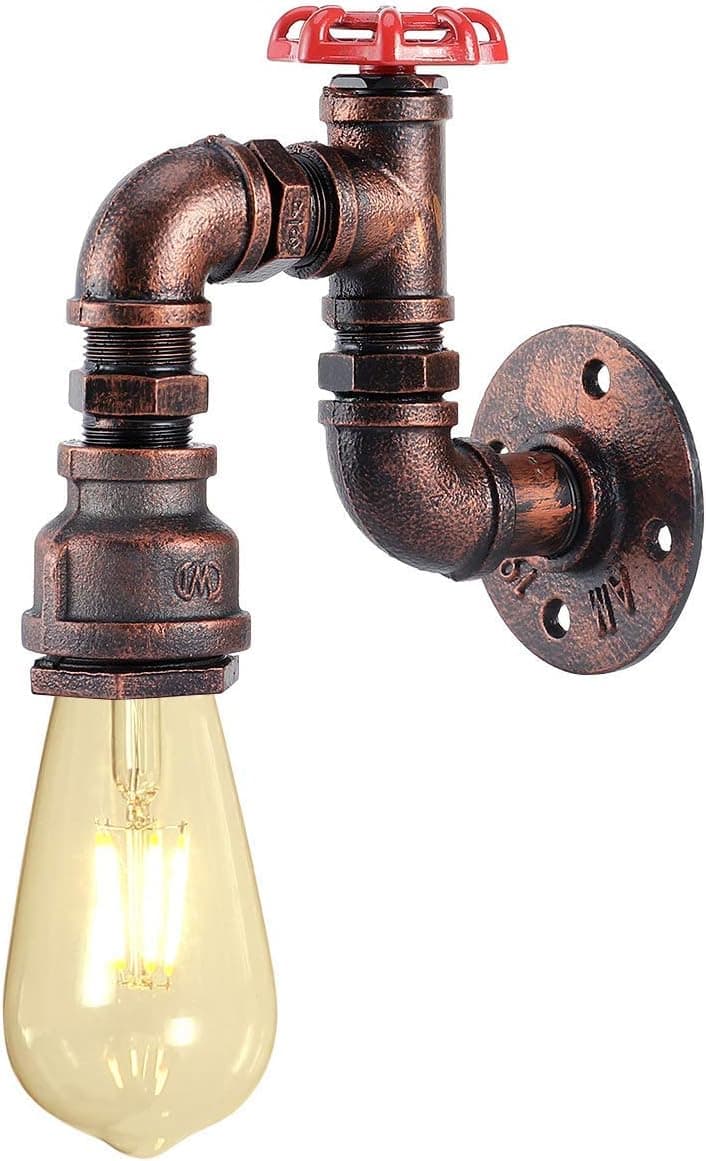 Kawell Vintage Wall Light Fixtures Industrial Retro Wall Sconce Light Creative Water Pipe Wall Lamp Iron Art E26 60W Max for Bedroom Kitchen Restaurant Loft Cafe Bar Hallway